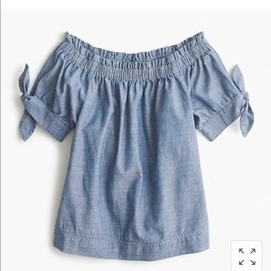 J Crew Off-Shoulder Chambray Top